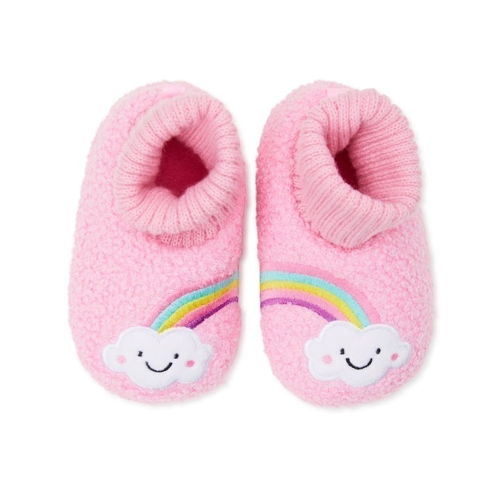 Wonder Nation Baby Girls Rainbow Bootie Slippers, Sizes 5